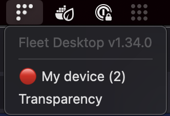 Fleet Desktop drop-down, non-compliant device